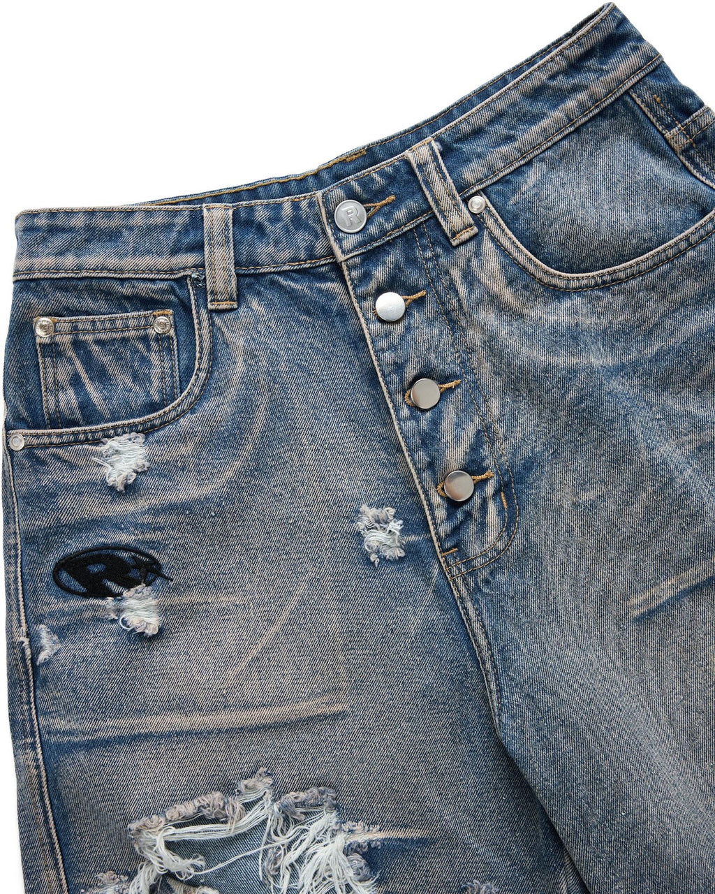 Celestial Destroyed Denim Shorts