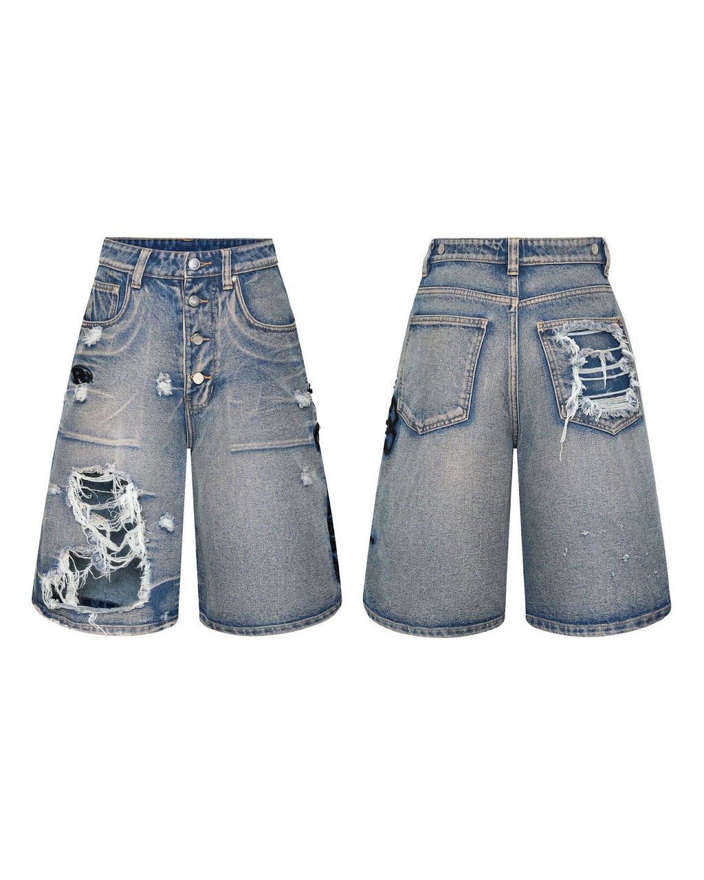 Celestial Destroyed Denim Shorts