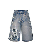 Celestial Destroyed Denim Shorts
