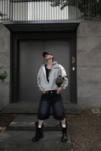 ZIP Blur Boxy Hoodie