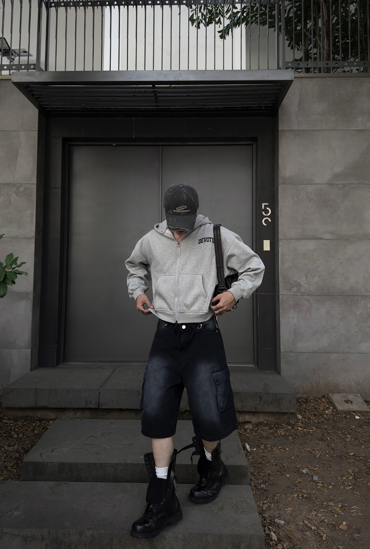 ZIP Blur Boxy Hoodie