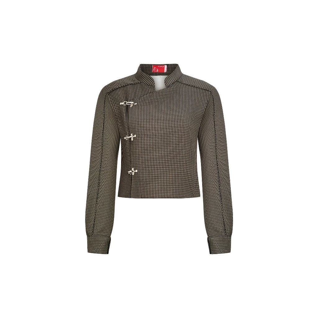 Checked Fitted Jacket Silent Allure Brown