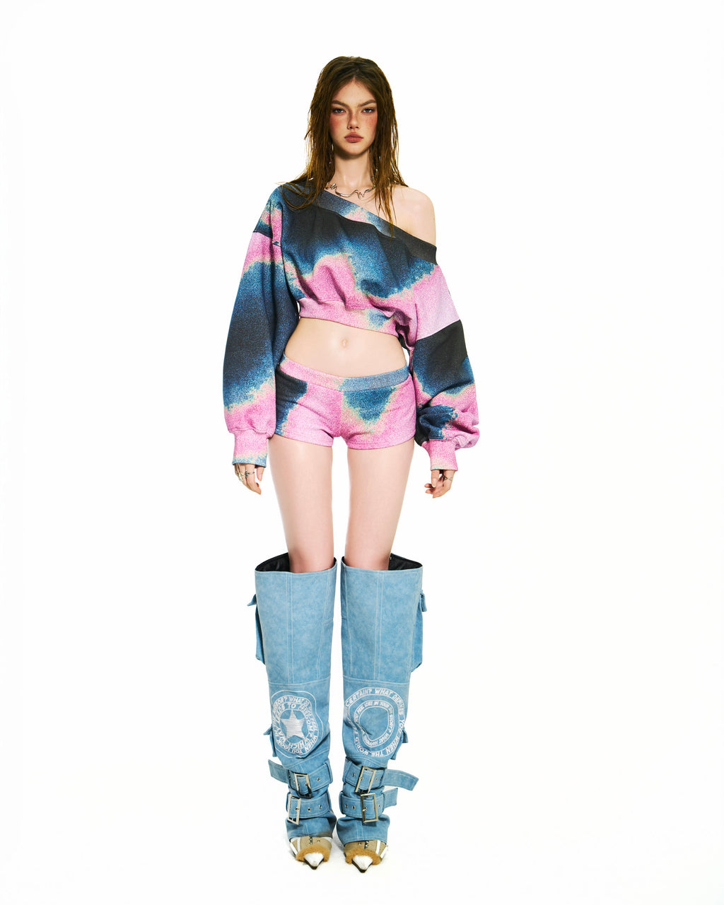 Bong Printed Crop Sweater