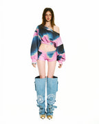 Bong Printed Crop Sweater