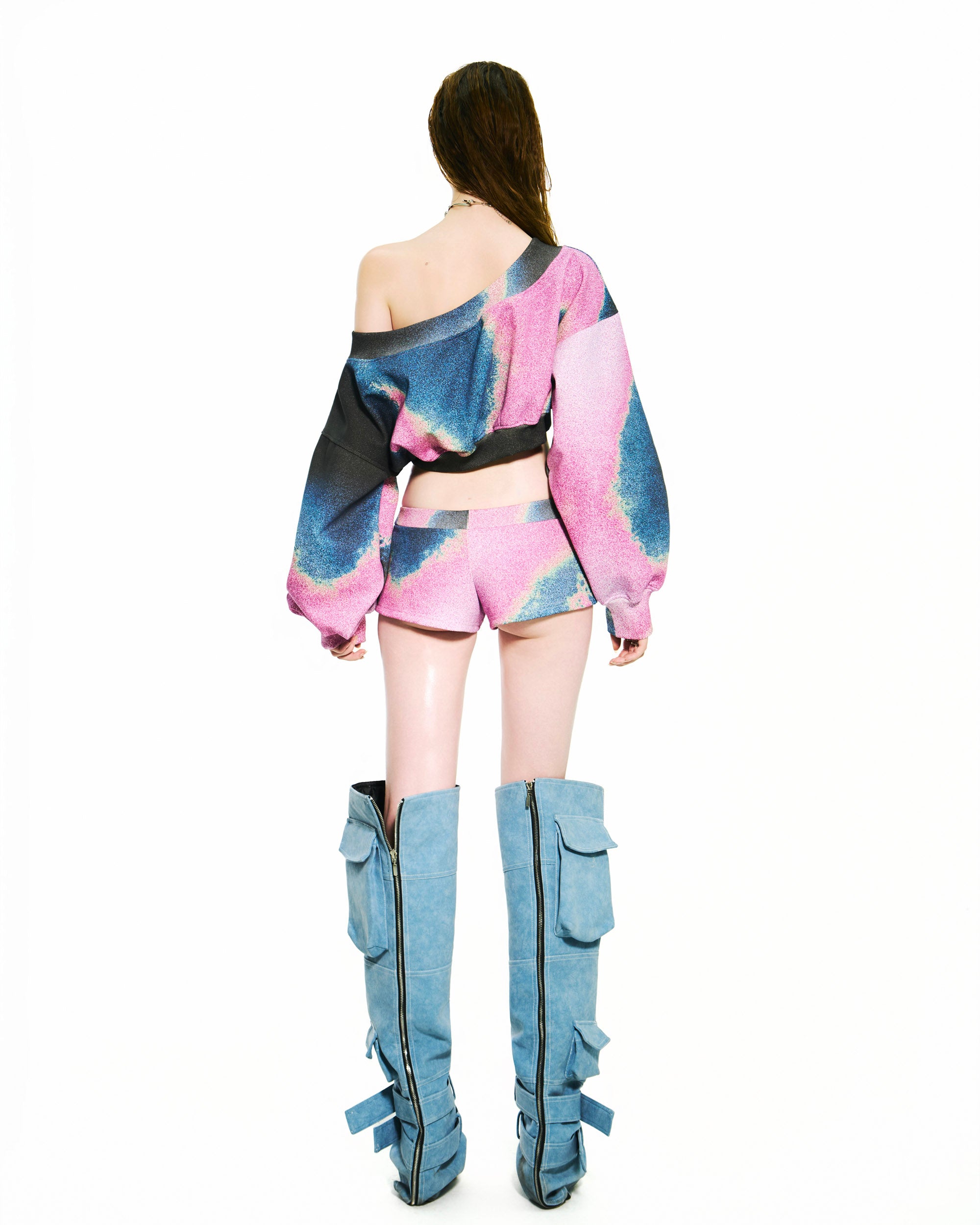 Bong Printed Crop Sweater