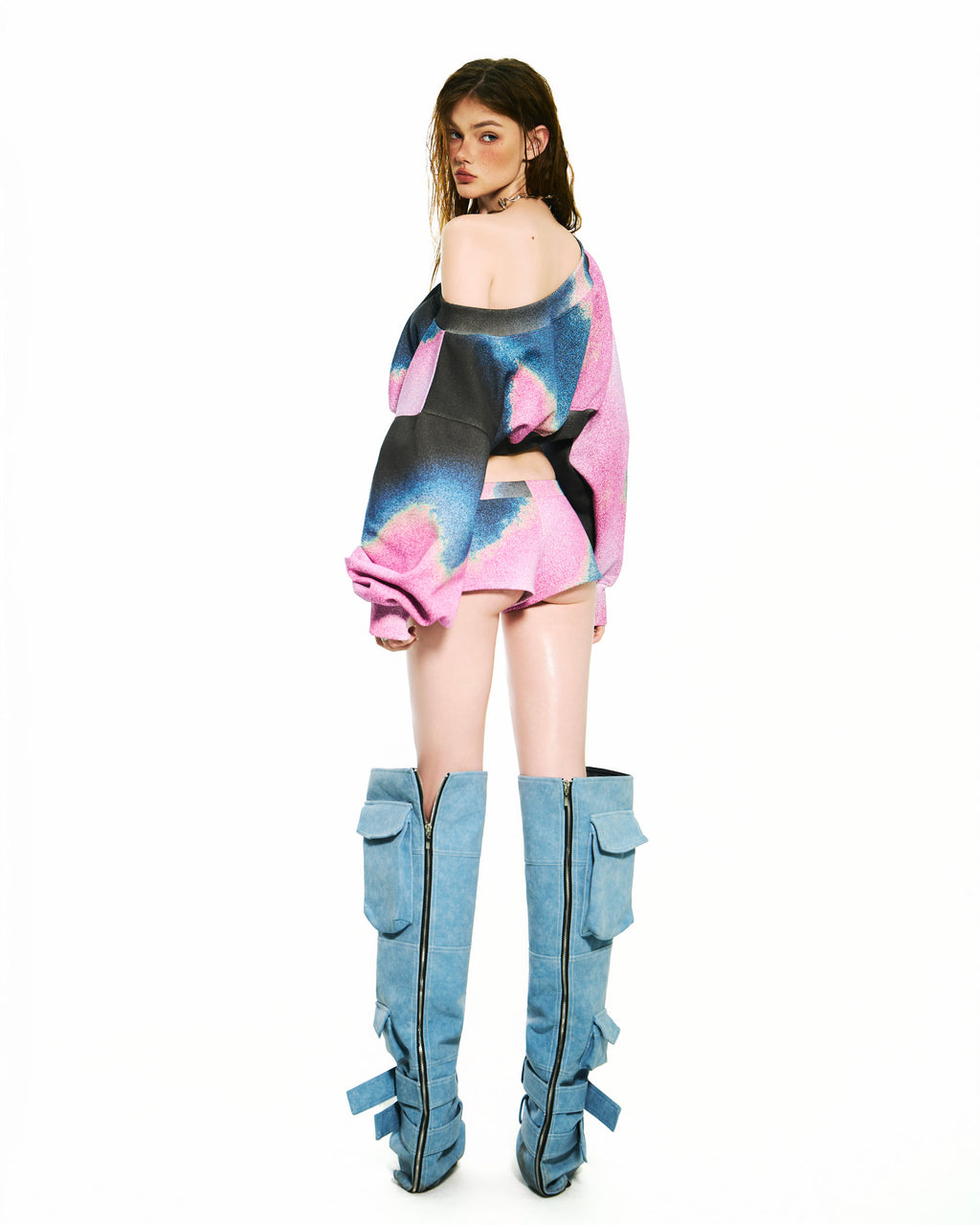 Bong Printed Crop Sweater