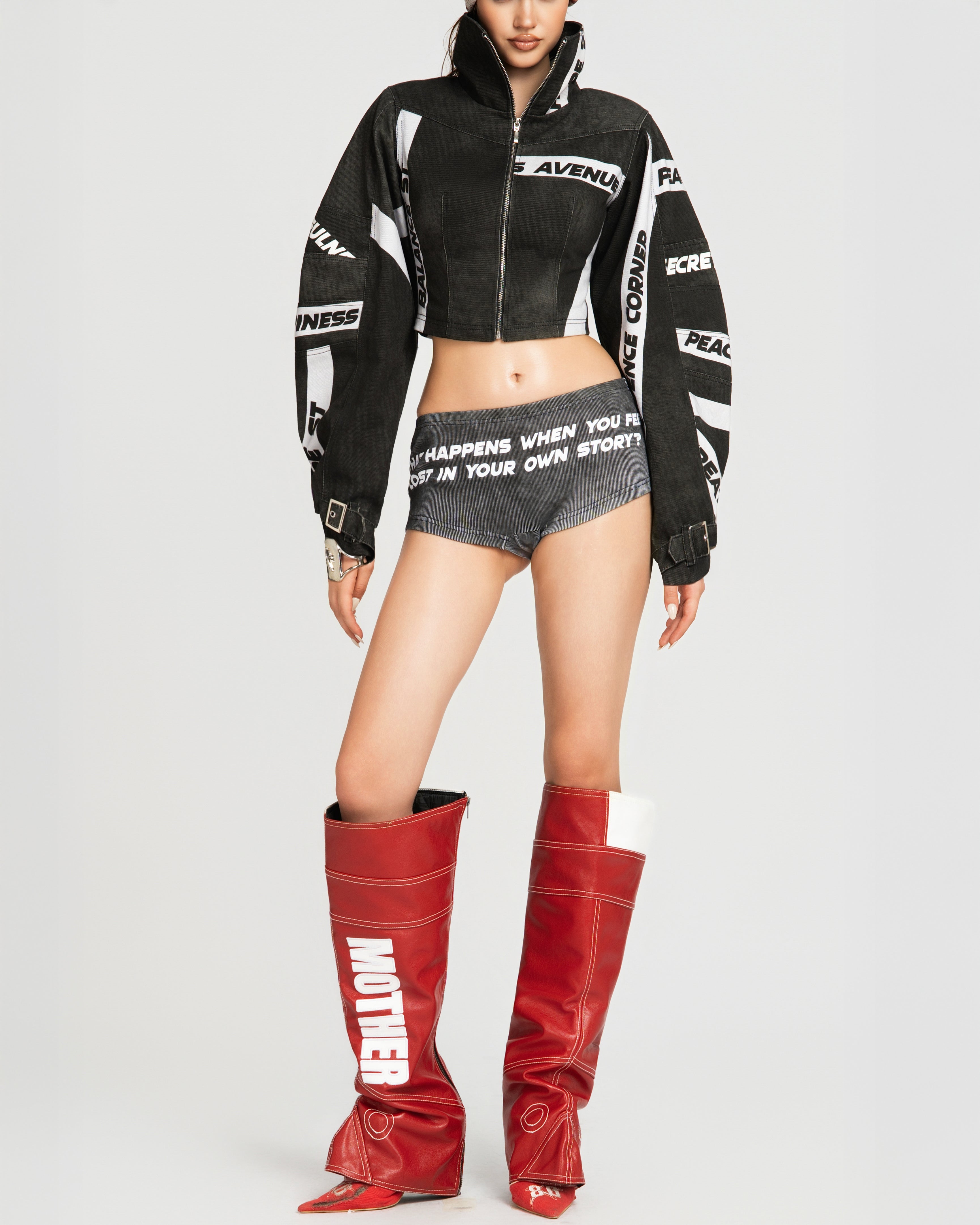 Map Printed Micro Shorts Smoke