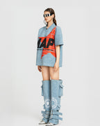Map Faux Oversized Top Mini Dress
