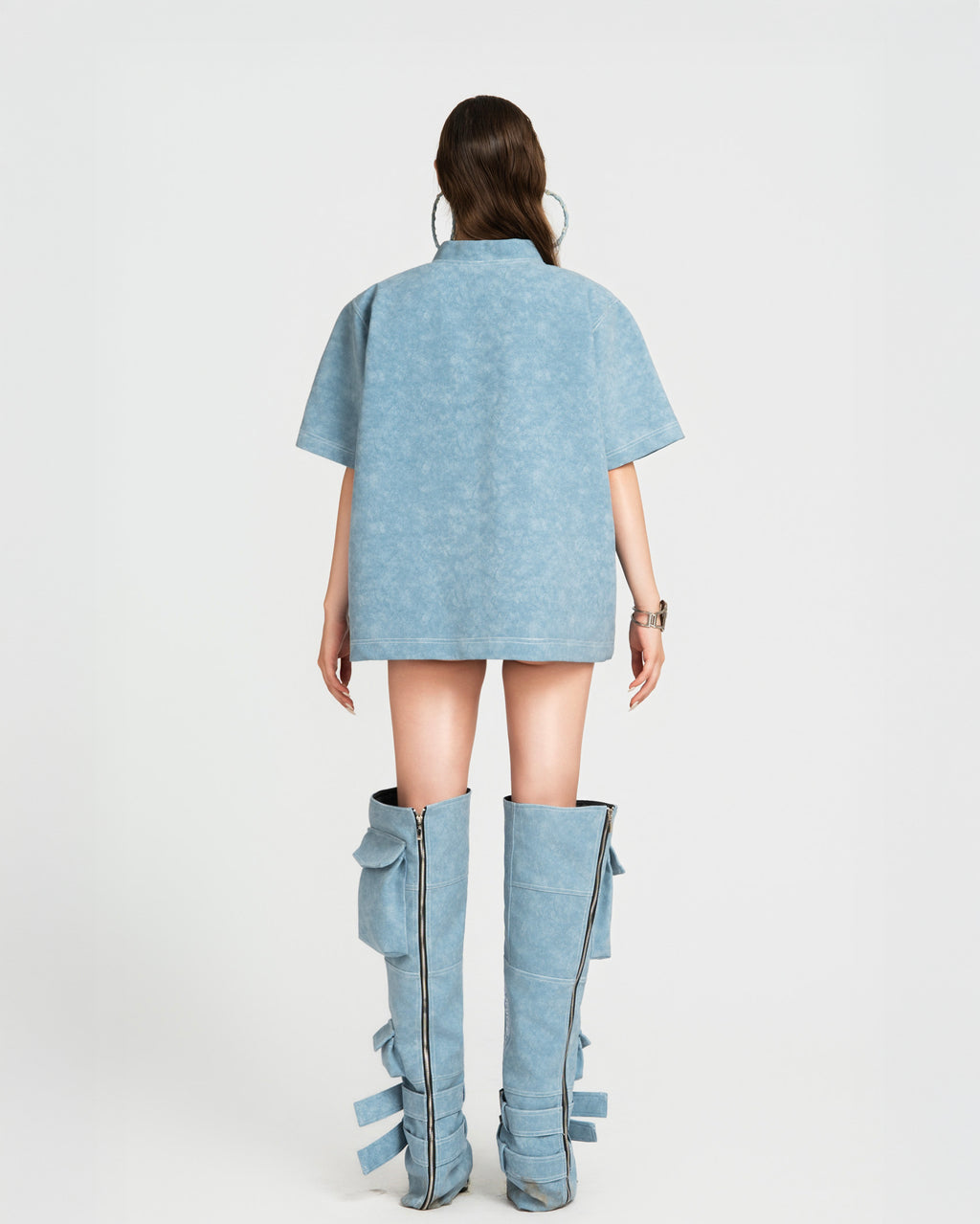 Map Faux Oversized Top Mini Dress