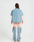 Map Faux Oversized Top Mini Dress