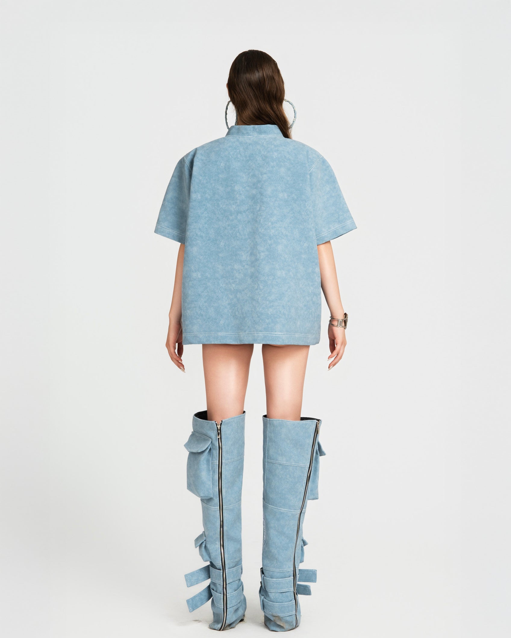 Map Faux Oversized Top Mini Dress