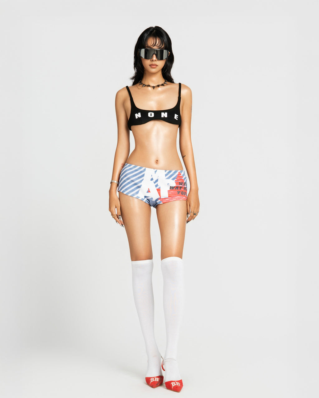 Map Printed Micro Shorts Blue