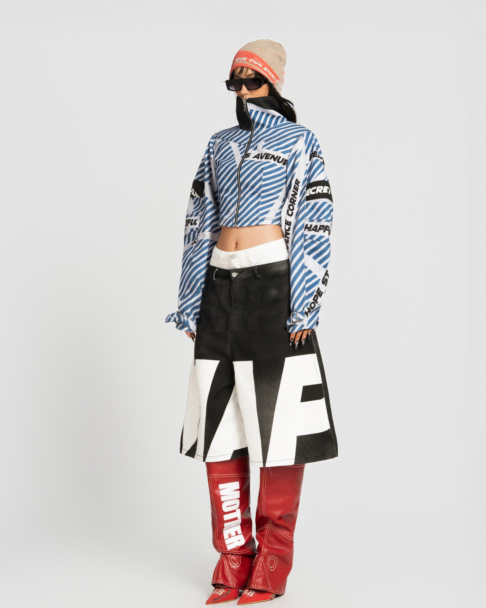 Map Double Waist Baggy Shorts