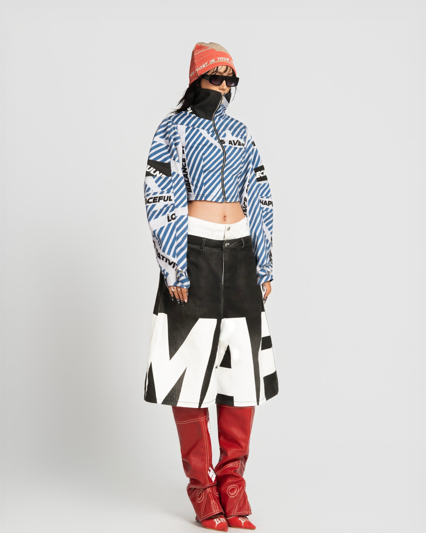 Map Double Waist Baggy Shorts