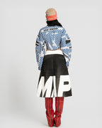 Map High Neck Crop Jacket Blue
