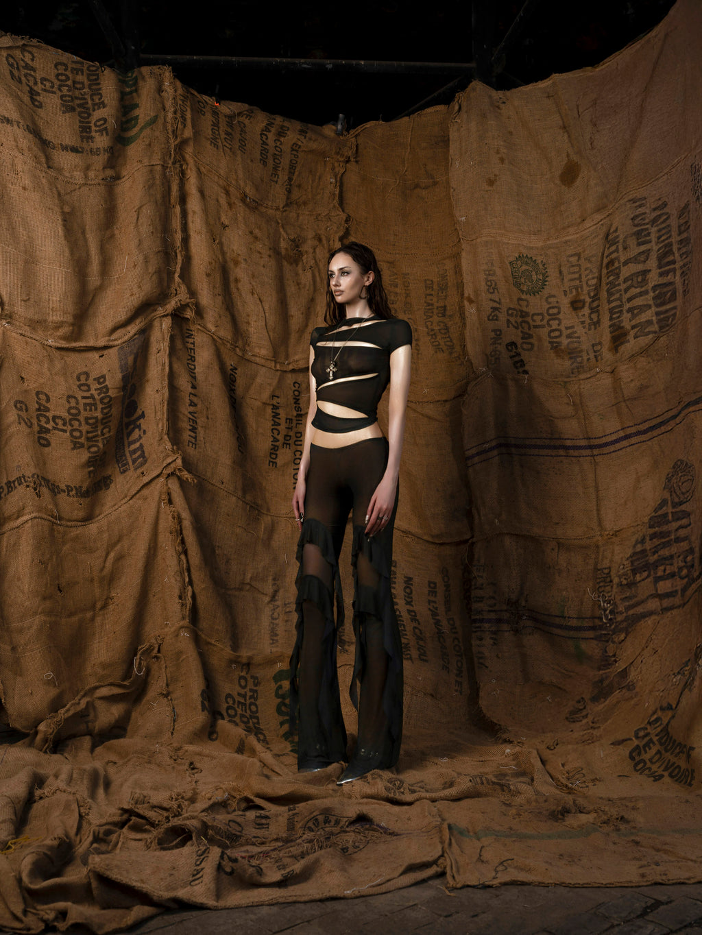 Mother Cut Out Mesh Fitted Top