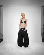 Leather Pocket Pants Baggy Jeans