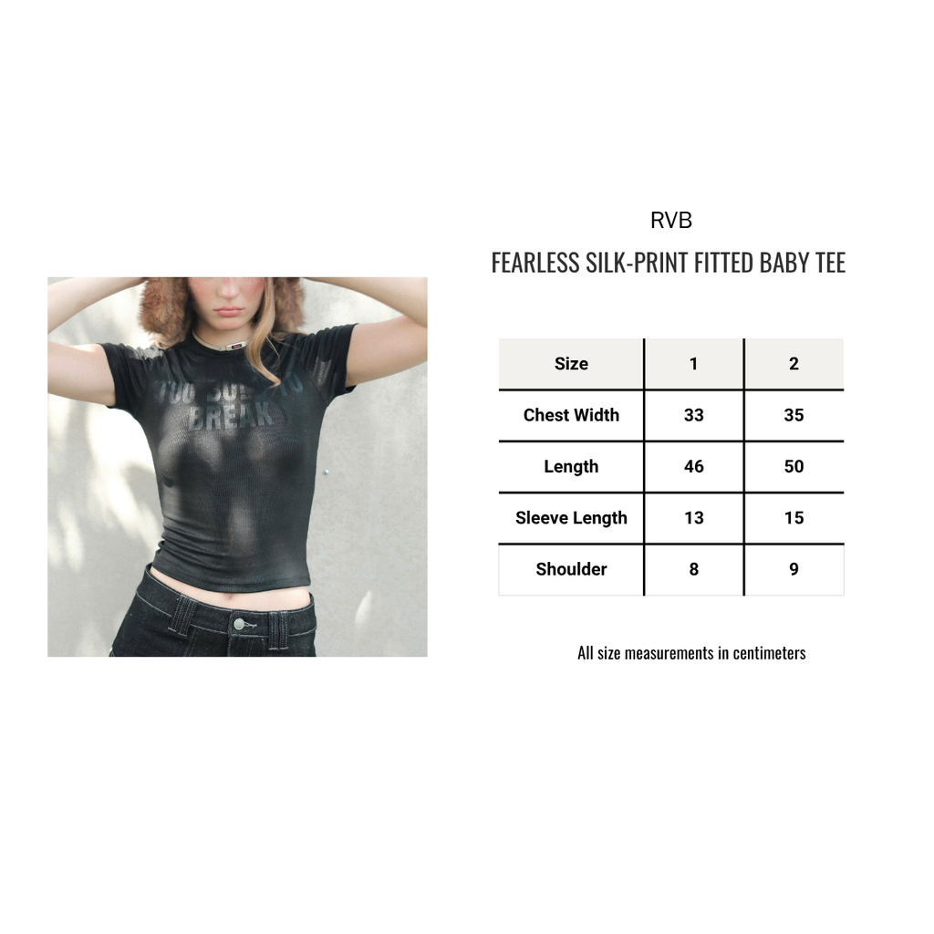 Fearless Silk Print Printed Baby Tee Fitted Black