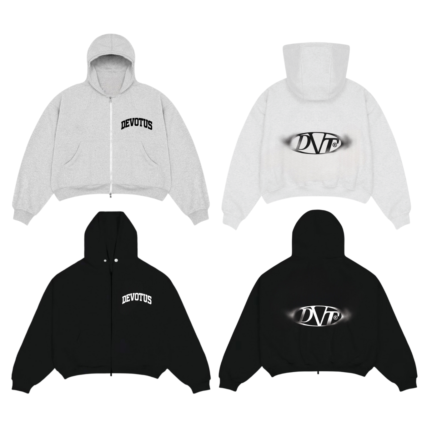 ZIP Blur Boxy Hoodie