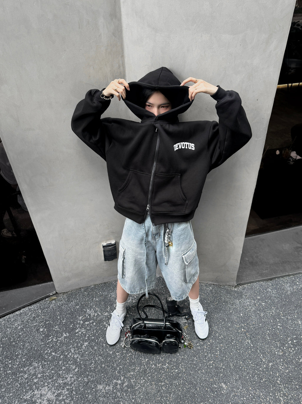 ZIP Blur Boxy Hoodie
