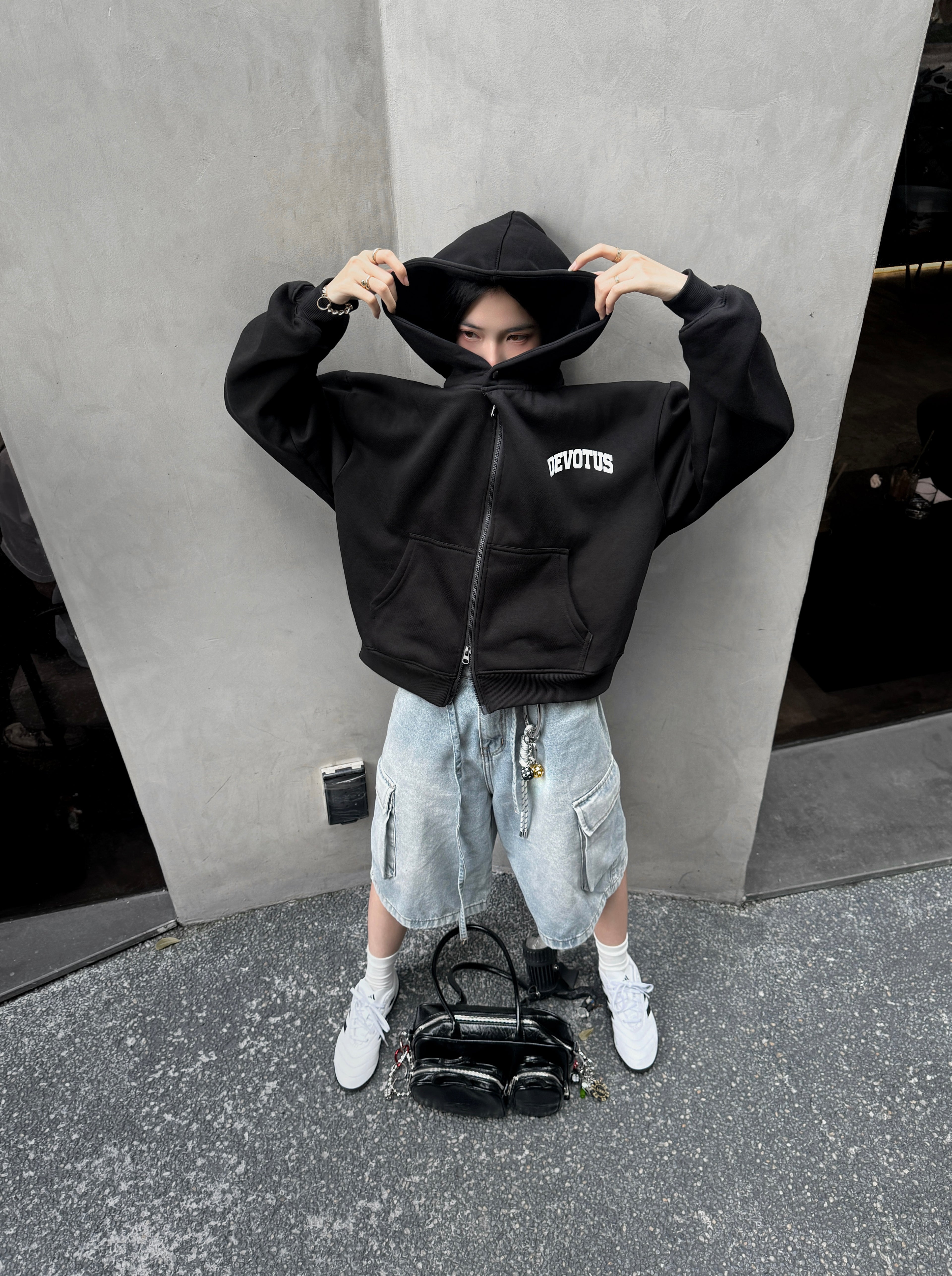 ZIP Blur Boxy Hoodie