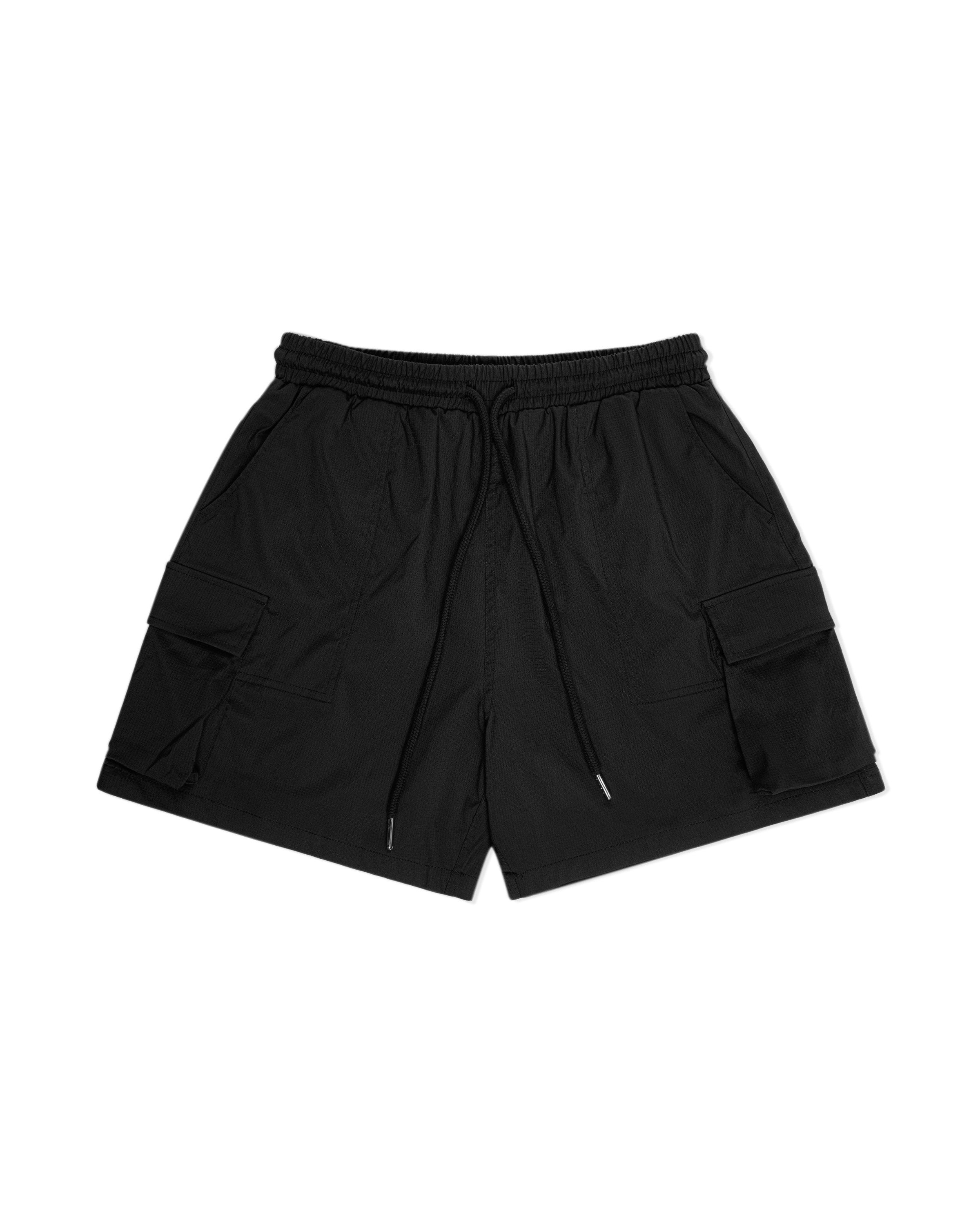 LEVENTS Sporty Nylon Cargo Shorts Black Vietnamese Streetwear