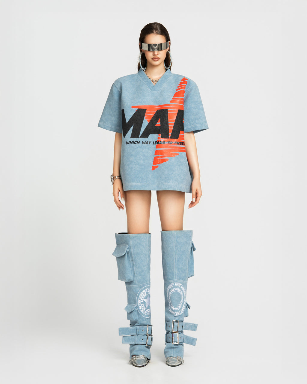 Map Faux Oversized Top Mini Dress Vietnamese Experimental Womenswear