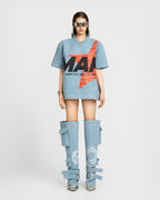 Map Faux Oversized Top Mini Dress Vietnamese Experimental Womenswear