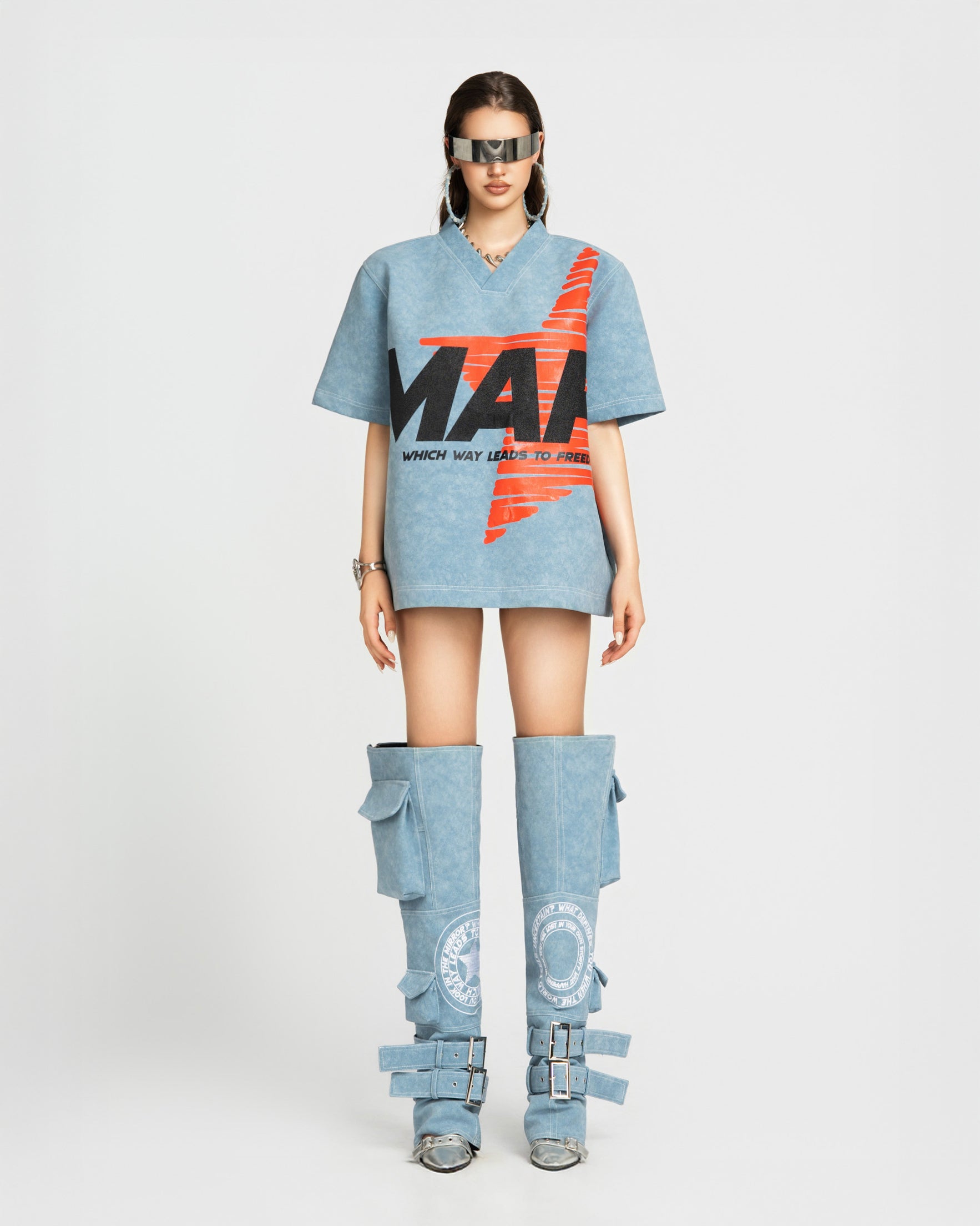 Map Faux Oversized Top Mini Dress Vietnamese Experimental Womenswear