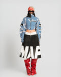 TATICHU Map High Neck Crop Jacket Blue Vietnamese Experimental Womenswear 
