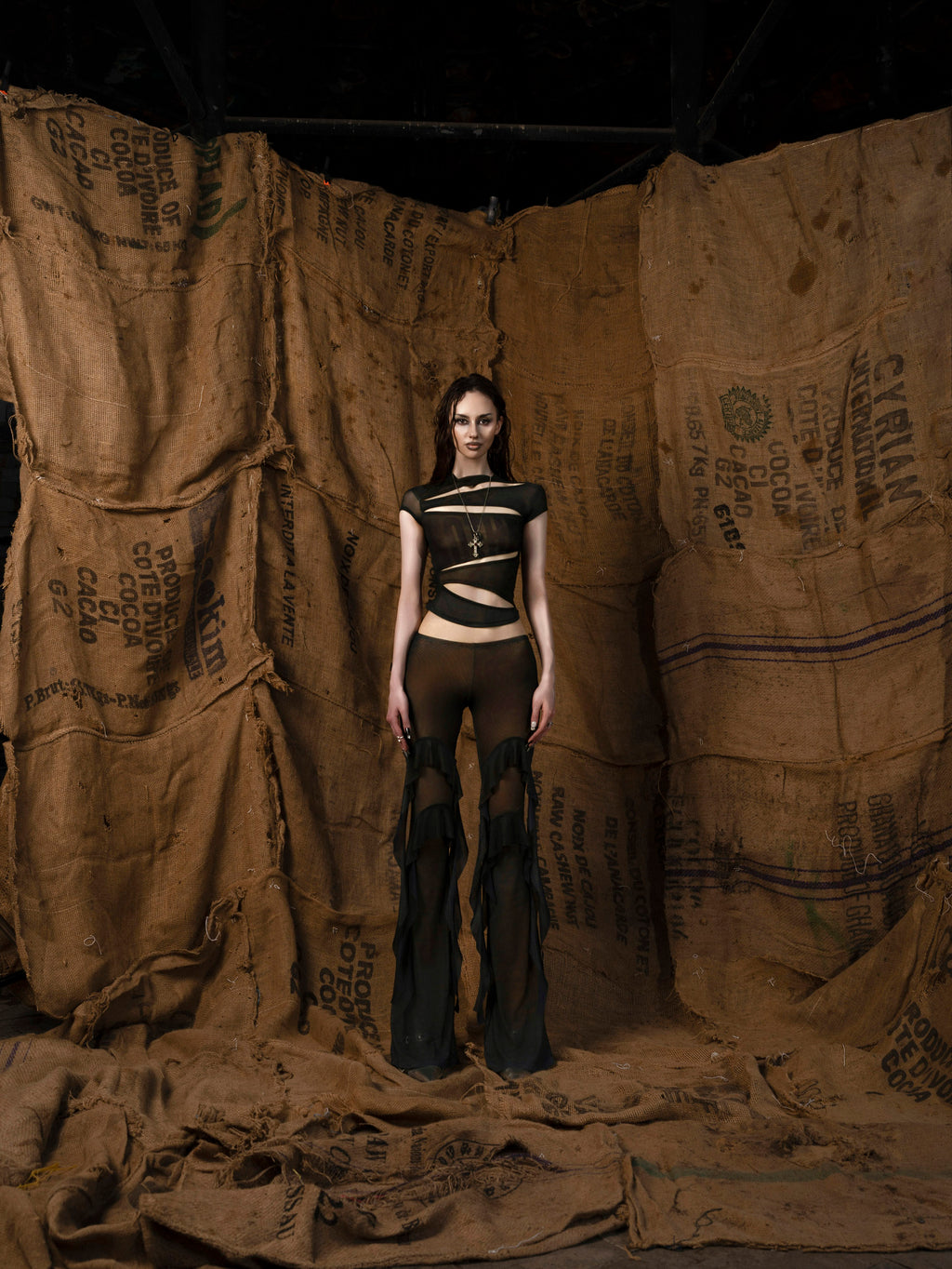 Mother Cut Out Mesh Fitted Top Vietnamese Experimental Womenswear
