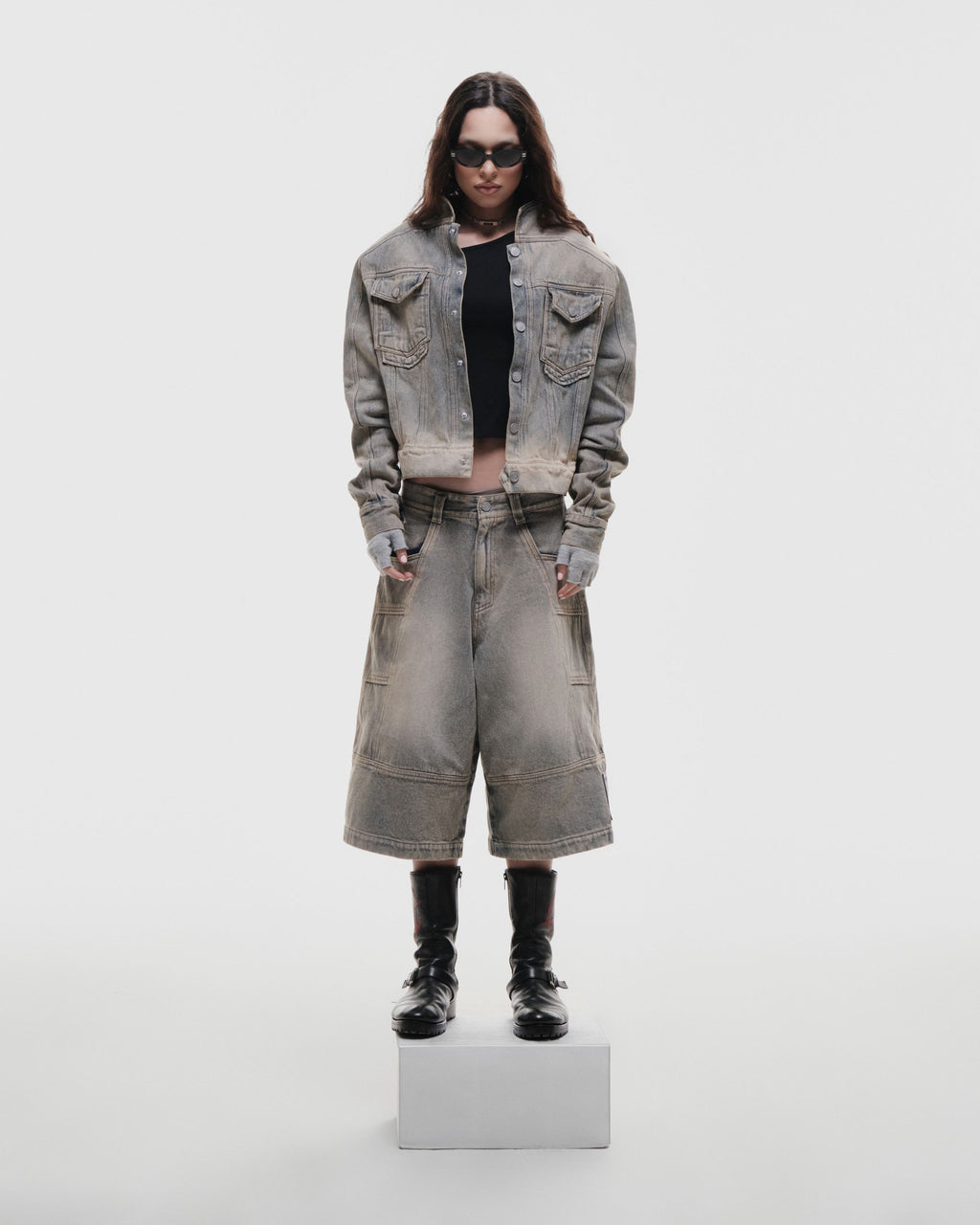 RVB Shinka Core Denim Jort Wide Leg Shorts Beige Vietnamese Streetwear