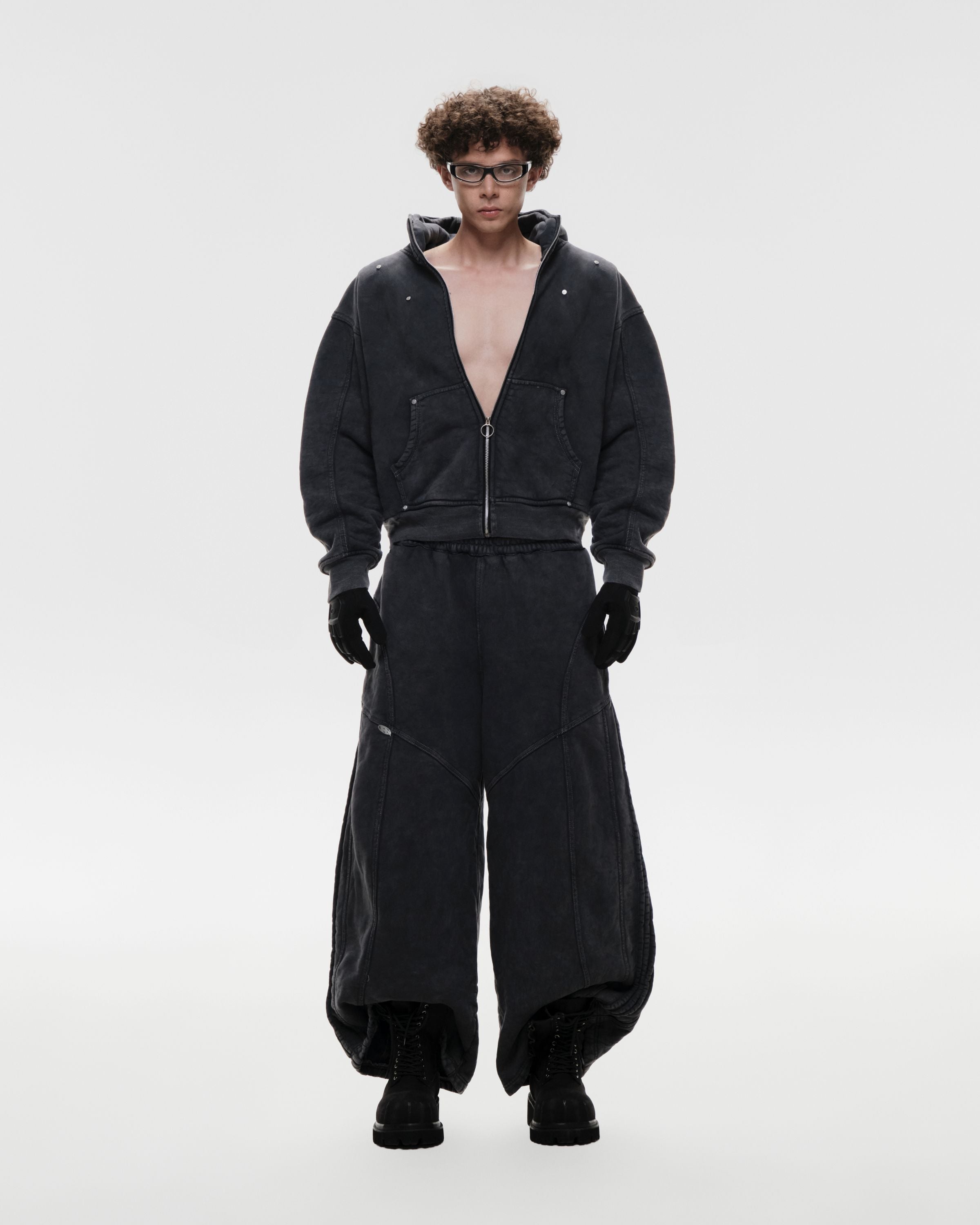 Shinka Shift Boxy Hoodie Zip Smoke