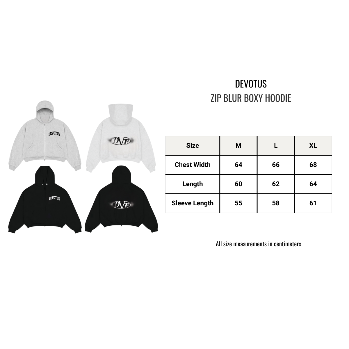 ZIP Blur Boxy Hoodie