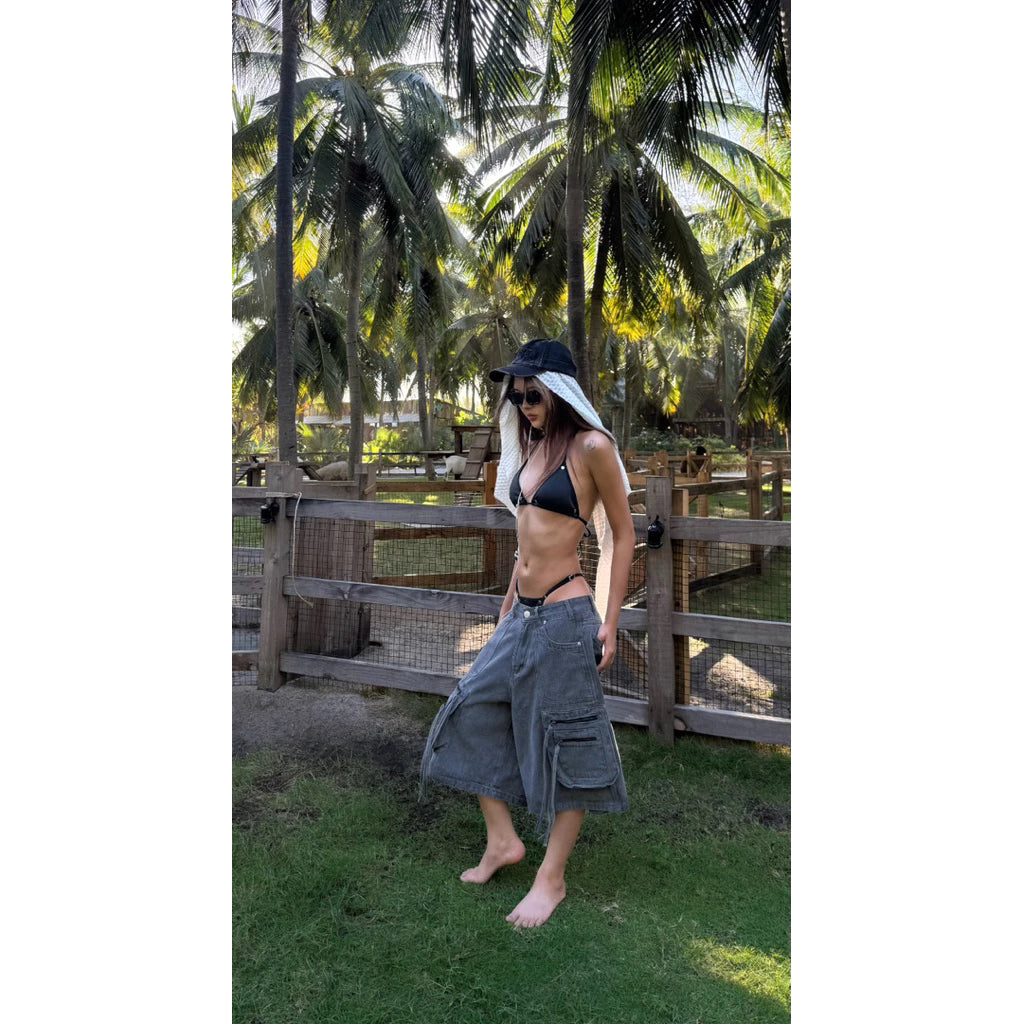 DEVOTUS Strap Cargo Wide Leg Shorts Vietnamese Streetwear
