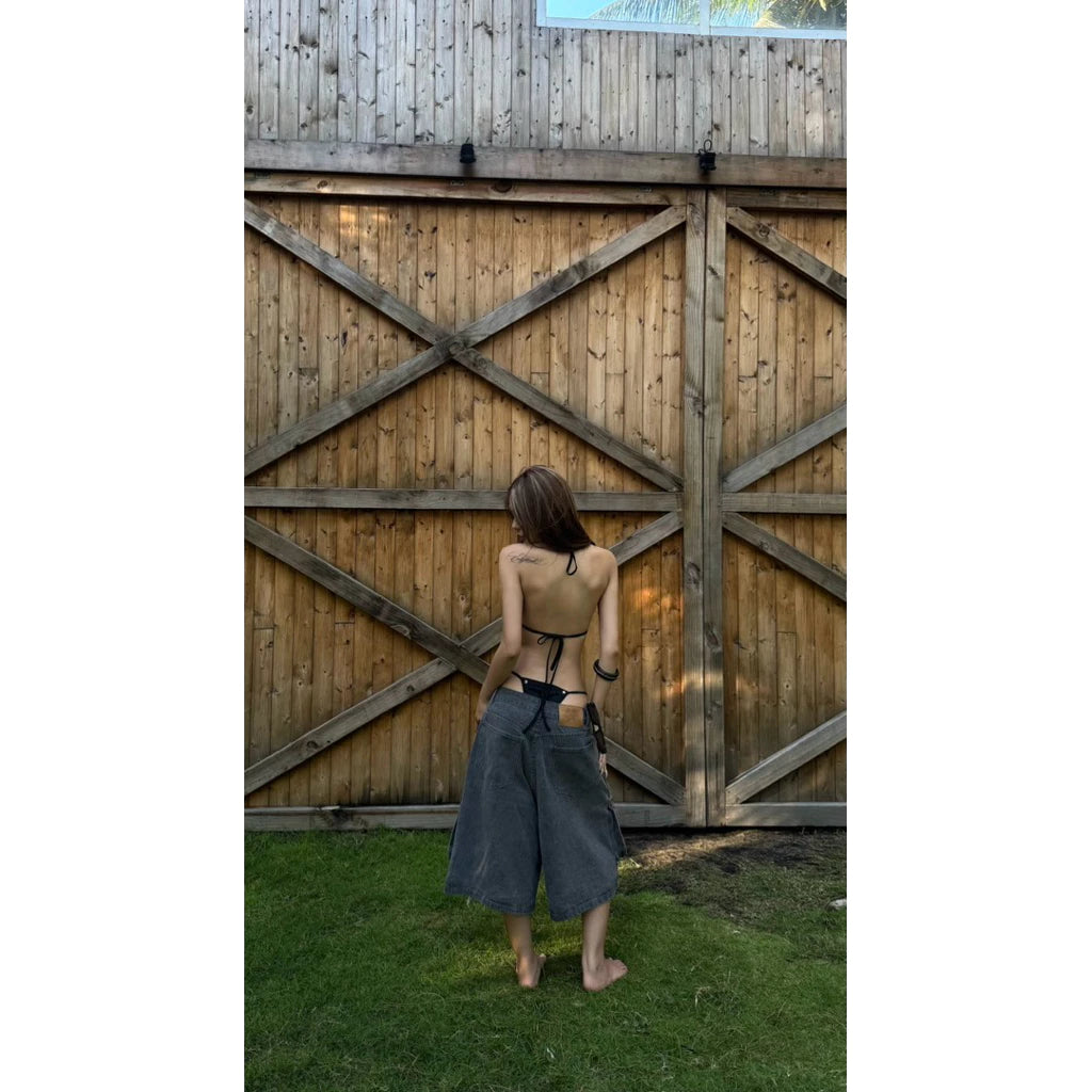 DEVOTUS Strap Cargo Wide Leg Shorts Vietnamese Streetwear